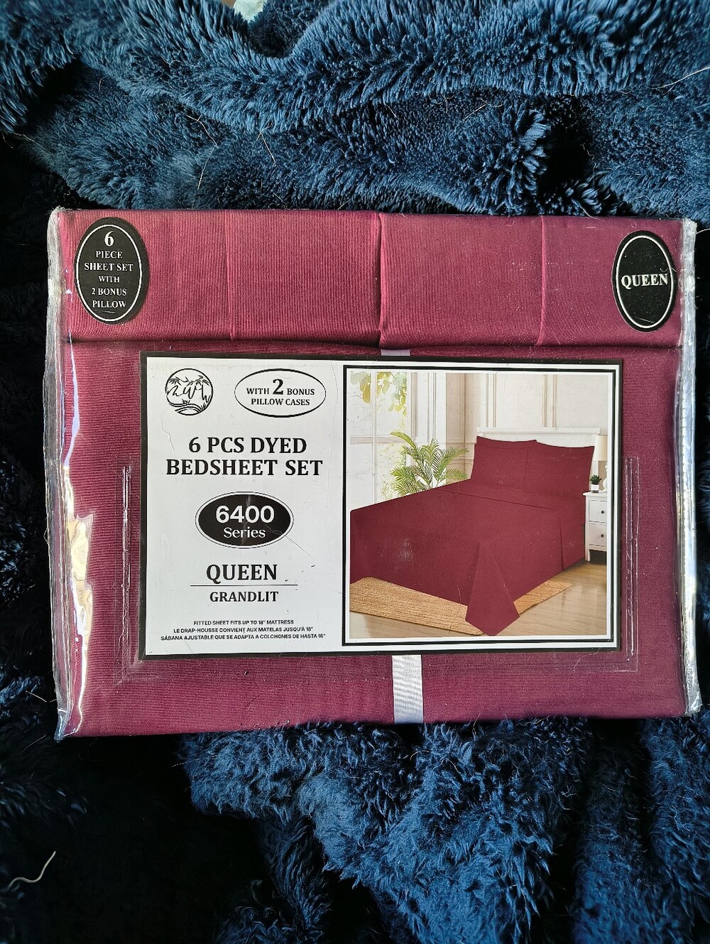 6400 Series 6-Piece Dyed Sheet Set Queen Size Burgundy